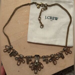 J. Crew Gold and Pink Crystal Statement Necklace